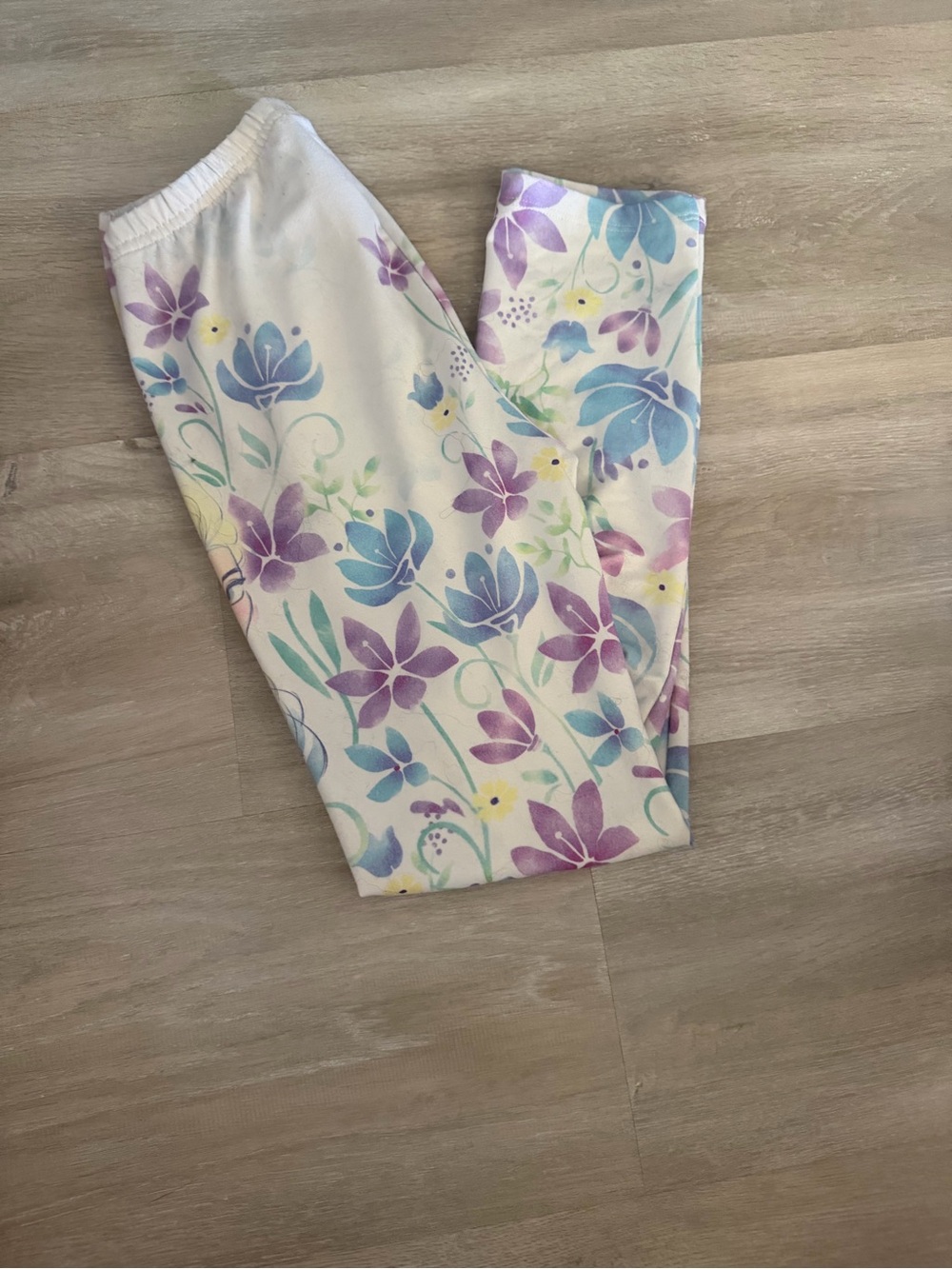Girls' Disney Frozen- Floral Purple & Blue Leggings